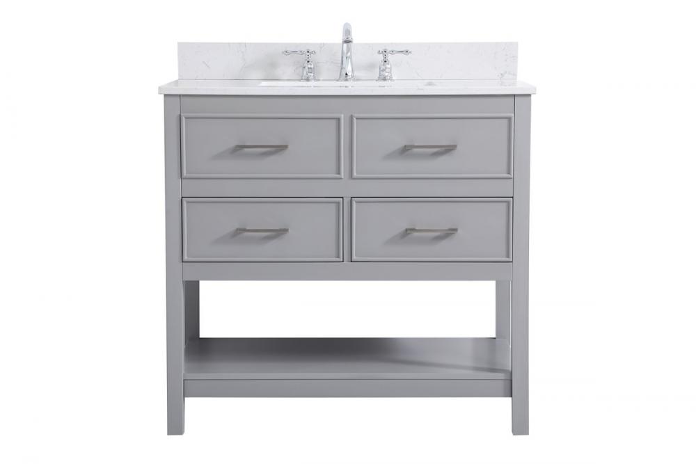 36 Inch Single Bathroom Vanity in Gray with Backsplash