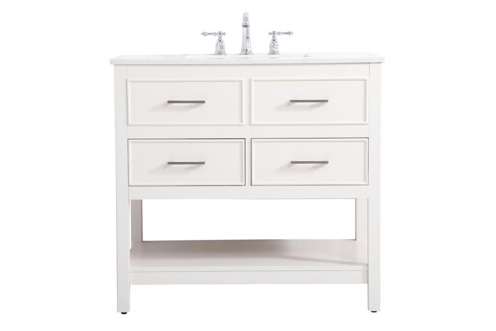 36 Inch Single Bathroom Vanity in White