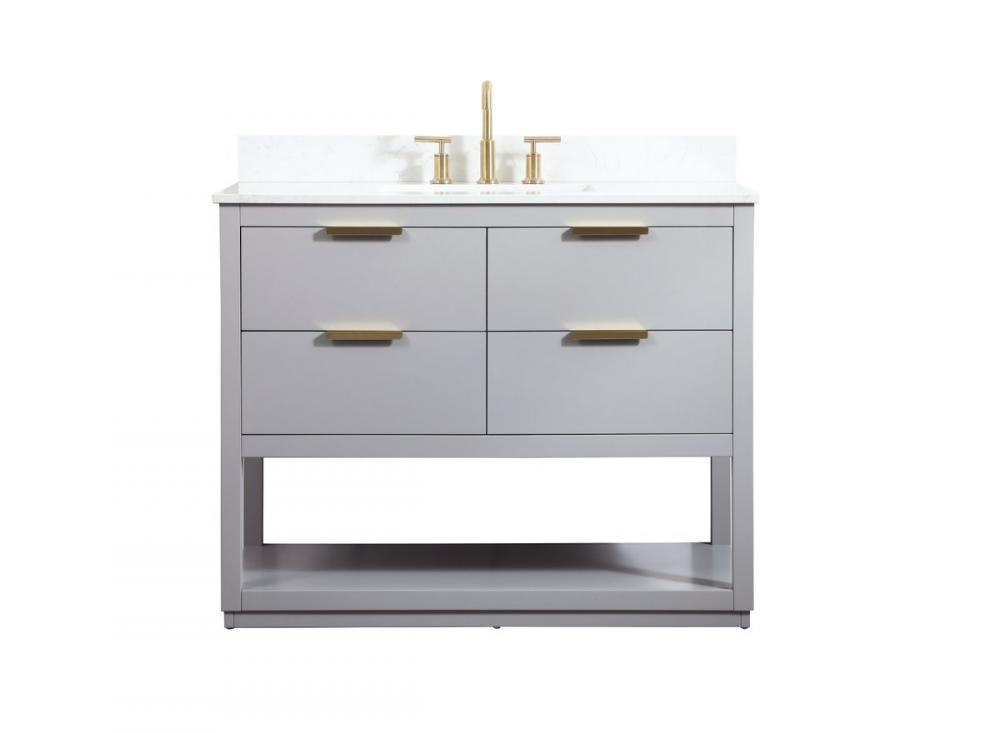 42 Inch Single Bathroom Vanity in Grey with Backsplash