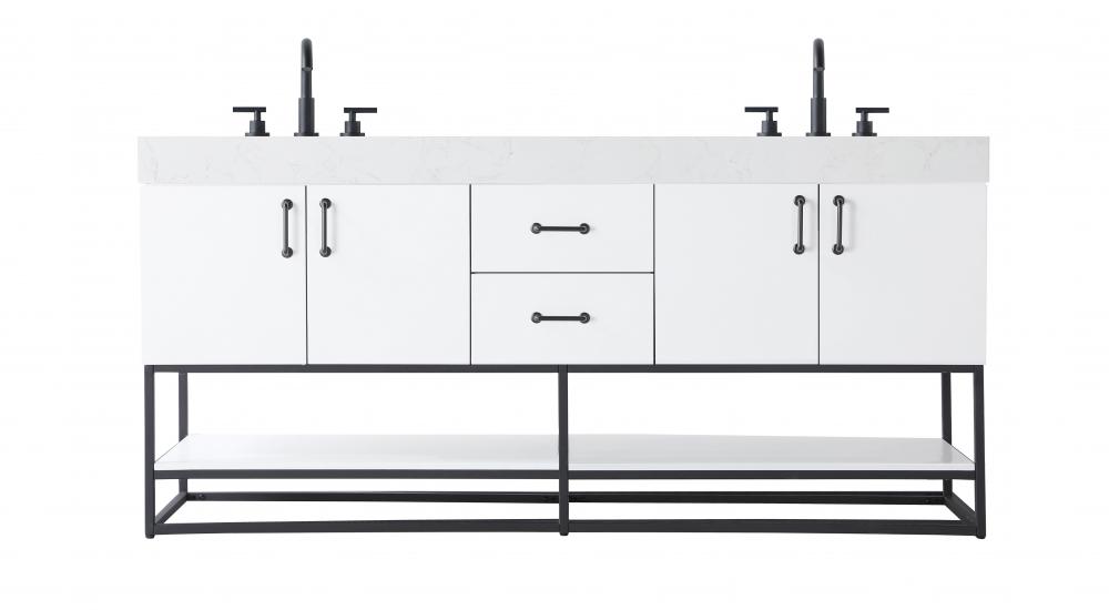 72 inch Double Bathroom Vanity in White