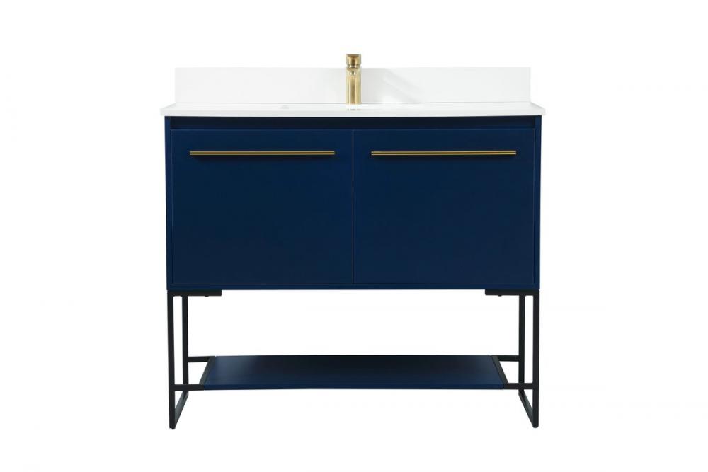 40 Inch Single Bathroom Vanity in Blue with Backsplash