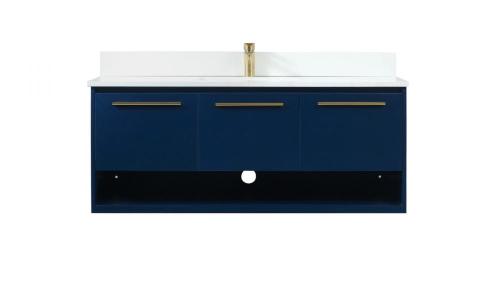 48 Inch Single Bathroom Vanity in Blue with Backsplash