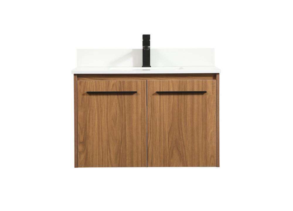 30 Inch Single Bathroom Vanity in Walnut Brown with Backsplash