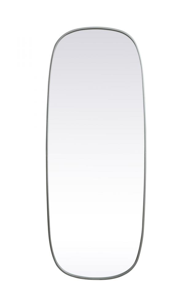 Metal Frame Oval Mirror 24x60 Inch in Silver