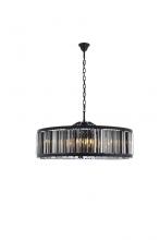 Elegant 1203G43MB-SS/RC - Chelsea 10 light Matte Black Chandelier Silver Shade (Grey) Royal Cut Crystal