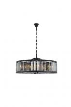 Elegant 1233G43MB-SS/RC - Chelsea 10 light Matte Black Chandelier Silver Shade (Grey) Royal Cut Crystal