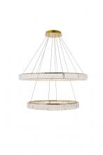 Elegant 3503D42G - Monroe Integrated LED Light Gold Chandelier Clear Royal Cut Crystal