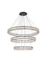 Elegant 3503G41LBK - Monroe 41 Inch LED Triple Ring Chandelier in Black