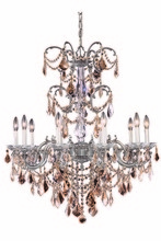 Elegant 9710D29PW-GT/SS - Athena 10 light Pewter Chandelier Golden Teak (Smoky) Swarovski® Elements Crystal