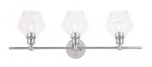 Elegant LD2316C - Gene 3 light Chrome and Clear glass Wall sconce