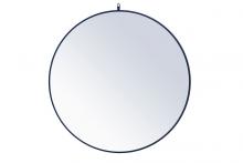 Elegant MR4064BL - Metal Frame Round Mirror with Decorative Hook 42 Inch Blue