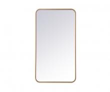 Elegant MR802036BR - Soft Corner Metal Rectangular Mirror 20x36 Inch in Brass