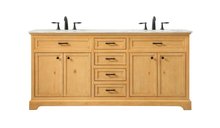 Elegant VF15072DNW - 72 Inch Double Bathroom Vanity in Natural Wood