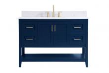 Elegant VF16048BL-BS - 48 Inch Single Bathroom Vanity in Blue with Backsplash