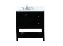 Elegant VF16432BK-BS - 32 Inch Single Bathroom Vanity in Black with Backsplash