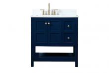 Elegant VF16432BL-BS - 32 Inch Single Bathroom Vanity in Blue with Backsplash