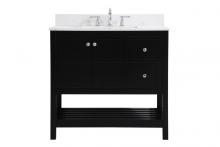 Elegant VF16436BK-BS - 36 Inch Single Bathroom Vanity in Black with Backsplash