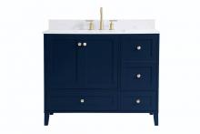 Elegant VF18042BL-BS - 42 Inch Single Bathroom Vanity in Blue with Backsplash