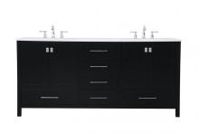 Elegant VF18872DBK - 72 Inch Double Bathroom Vanity in Black