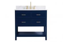 Elegant VF19036BL-BS - 36 Inch Single Bathroom Vanity in Blue with Backsplash