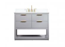 Elegant VF19242GR-BS - 42 Inch Single Bathroom Vanity in Grey with Backsplash