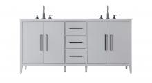 Elegant VF29372DGR - 72 inch Double Bathroom Vanity in Grey