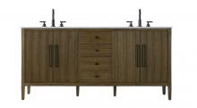 Elegant VF29672DHO - 72 inch Double Bathroom Vanity in Hazel Oak