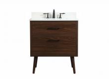 Elegant VF41030MWT-BS - 30 Inch Single Bathroom Vanity in Walnut with Backsplash