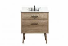 Elegant VF41030NT-BS - 30 Inch Single Bathroom Vanity in Natural Oak with Backsplash