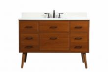 Elegant VF41048MTK-BS - 48 Inch Single Bathroom Vanity in Teak with Backsplash