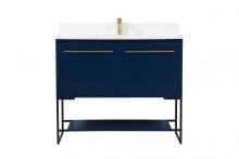 Elegant VF42540MBL-BS - 40 Inch Single Bathroom Vanity in Blue with Backsplash