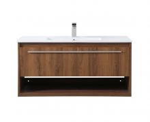 Elegant VF43040WB - 40 inch Single Bathroom Floating Vanity in Walnut Brown