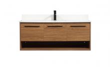 Elegant VF43548WB-BS - 48 Inch Single Bathroom Vanity in Walnut Brown with Backsplash