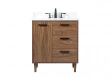 Elegant VF47030WB-BS - 30 Inch Single Bathroom Vanity in Walnut Brown with Backsplash