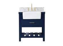 Elegant VF60130BL-BS - 30 Inch Single Bathroom Vanity in Blue with Backsplash