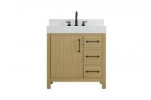 Elegant VF60632MHB-BS - 32 inch Single Bathroom Vanity In Honey Brown with backsplash