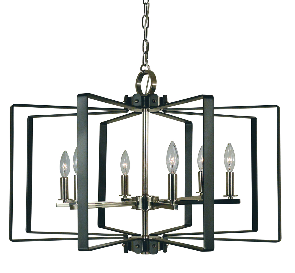 6-Light Polished Nickel/Matte Black Camille Chandelier