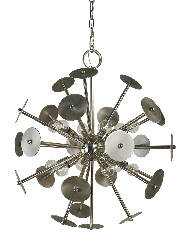 12-Light Polished Nickel/Satin Pewter Apogee Chandelier