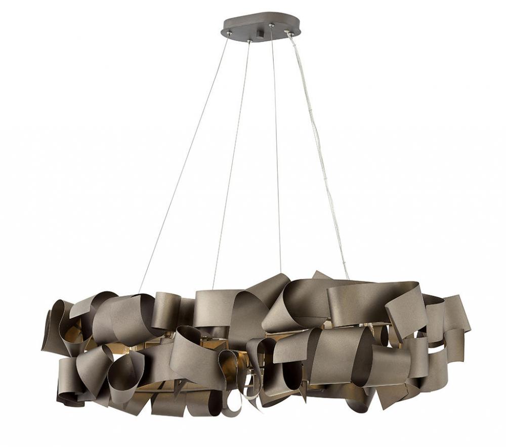 Large Six Light Linear Chandelier